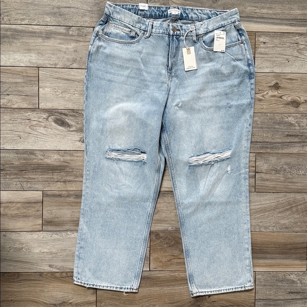 Good American Good Petite 90's Distressed Denim Jeans NWT Size 16